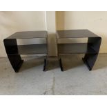 A pair of contemporary metal bedside cabinets