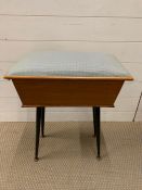 A mid century sewing box on legs (H57cm D29cm W51cm)