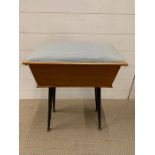 A mid century sewing box on legs (H57cm D29cm W51cm)