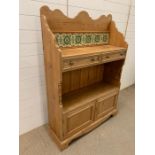 A Pine, tiled back display cabinet with two drawers and cupboards under (W 100 cm x H 140 cm x D