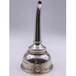 A Silver wine funnel by L J Millington, hallmarked for Birmingham.