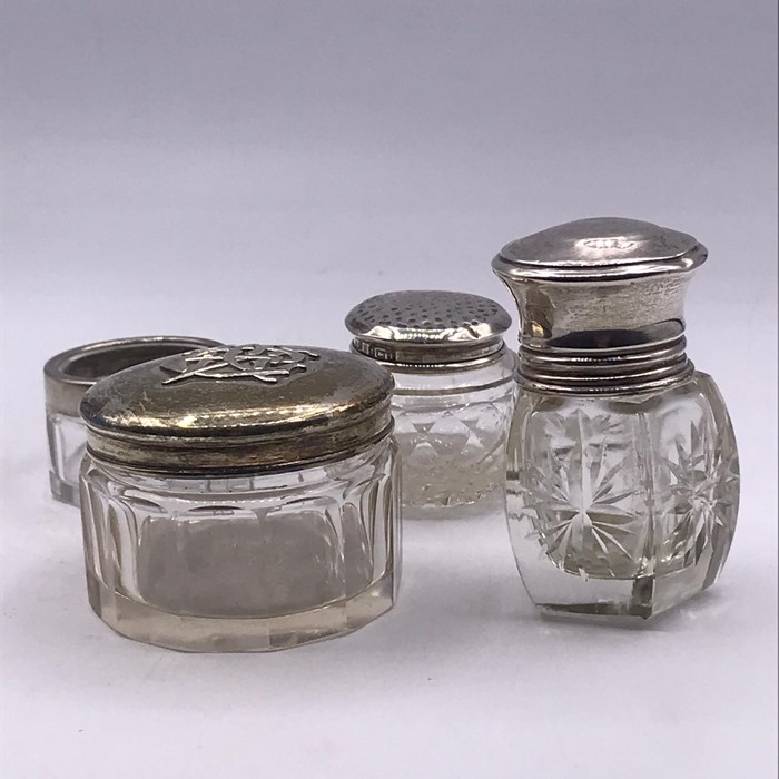 A Selection of four various silver topped jars, hallmarked. - Image 6 of 6