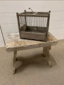 Rustic Stool and Vintage Bird Cage