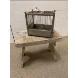 Rustic Stool and Vintage Bird Cage