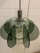 A probably Italian chrome glass light cira 1970's with glass fin to sides