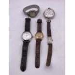 A selection of wristwatches to include a silver rectangular cased wristwatch import mark London