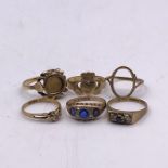 A selection of 9ct gold rings AF (11.8g) Size M,N,O & P