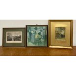 A group of three prints of various themes and dates, framed and glazed, (19.5x19.5 cm largest). (3)