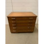 A Five Drawer Pine Plan Chest (H 66 cm x W 87 cm x D 59 cm)