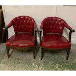 A Pair of Red Leather Club Chairs