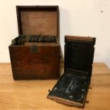 A Selection of Victorian Photographic plates along with the original glass plate holder
