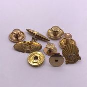 A small selection of various 9 ct gold items to include shirt studs, single cuff link etc (10.2g)