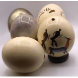 A selection of five collectable Ostrich eggs