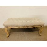 A French style bench seat upholstery linen style fabric 92cm L x 43cm D x 40cm H