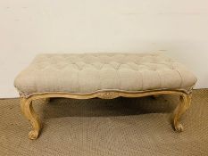 A French style bench seat upholstery linen style fabric 92cm L x 43cm D x 40cm H