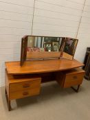 A Mid Century G Plan Dressing Table and stool (W 150 cm x D 47 cm x H 74 cm)