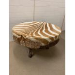 A Vintage Zebra skin drum table (D 87 cm x H 53 cm)