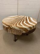 A Vintage Zebra skin drum table (D 87 cm x H 53 cm)