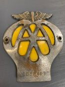 An AA car badge