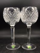 A Pair of Waterford, as new, wine glasses