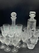 A selection of cut led crystal Galway Irish glass and others