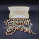 A Selection of pearl necklaces.