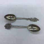Two collectable, hallmarked silver teaspoons.