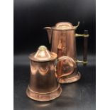 Two Copper Items, a tankard with a Coldstream Guards button to lid, and a copper jug in an Arts