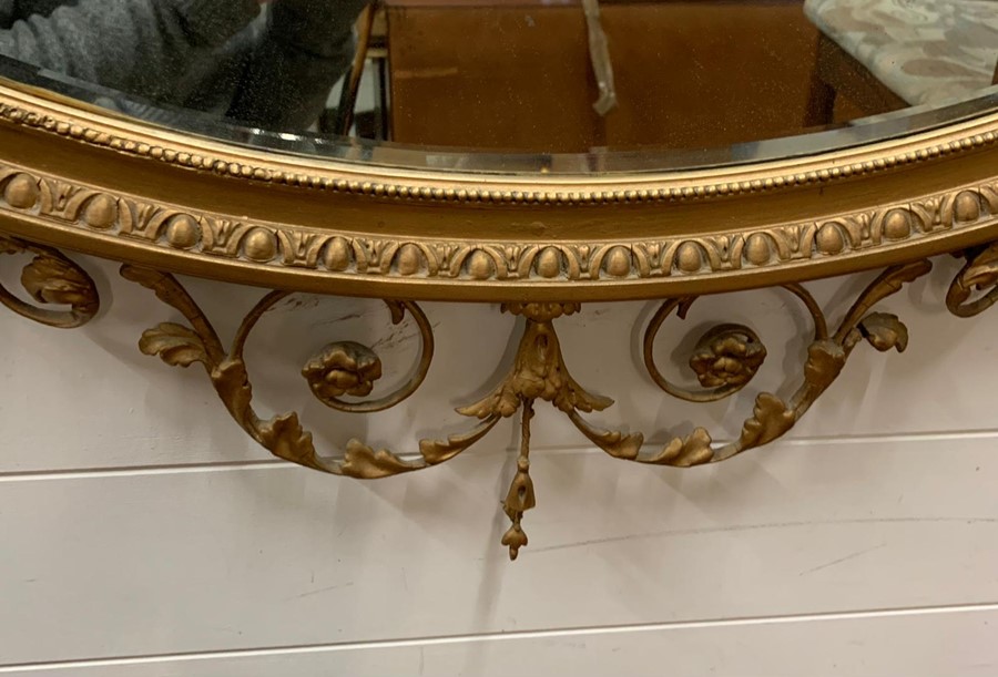 A George IV style giltwood over mantle mirror surmounted by an urn with swags and finials - Image 3 of 3