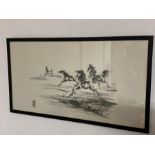 'Galloping horses' in the Xu Beihong style, framed and glazed, (40x75 cm).