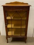 An oak, glass shelved, china or display cabinet.