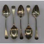 A Selection of five hallmarked silver teaspoons