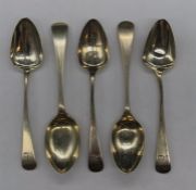 A Selection of five hallmarked silver teaspoons
