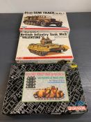 A selection of three boxed army tanks/vehicles model kits to include, 8ton Semi Tack, Dragon