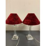 A pair of contemporary acrylic table lamps (H32cm)
