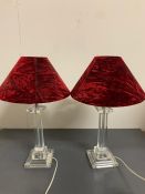 A pair of contemporary acrylic table lamps (H32cm)