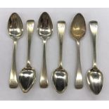 A set of six silver hallmarked teaspoons by Jonathan Hayne (1823 London)