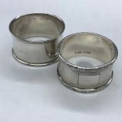 Two hallmarked silver napkin rings