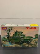 A boxed ICM T-35 WWII Soviet Heavy Tank model kit