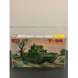 A boxed ICM T-35 WWII Soviet Heavy Tank model kit