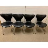 A Set of Four Iconic Fritz Hansen 1967 Danish Black Butterfly Chairs