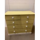 A vintage painted pine chest of drawers (H41cm W44cm D28cm)