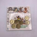 Two pound coins, two uncirculated 1995 nations united for peace, two 1986 commonwealth games and
