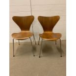 A Pair of 1967 Fritz Hansen Teak Butterfly Chairs