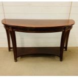 A Burr walnut Console table (120 cm wide x 66 cm high, x 46 cm deep)