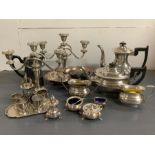 A selection of silver plate to include a tea service etc