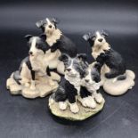 A collection of Scottish porcelain border collies, some signed