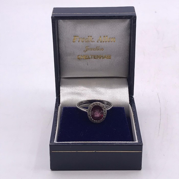 A Platinum Spinel and Diamond ring (Approx 2 to 2.5cts)