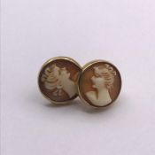 Pair of Cameo earrings in a 9 ct gold setting