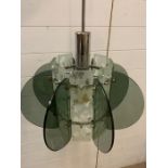 A probably Italian chrome glass light cira 1970's with glass fin to sides